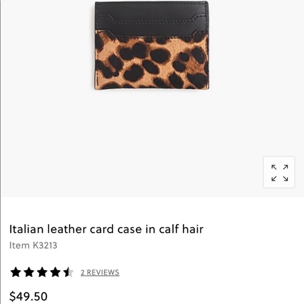 J.Crew | Leopard Italian Leather Card Holder NWOT - Picture 2 of 3